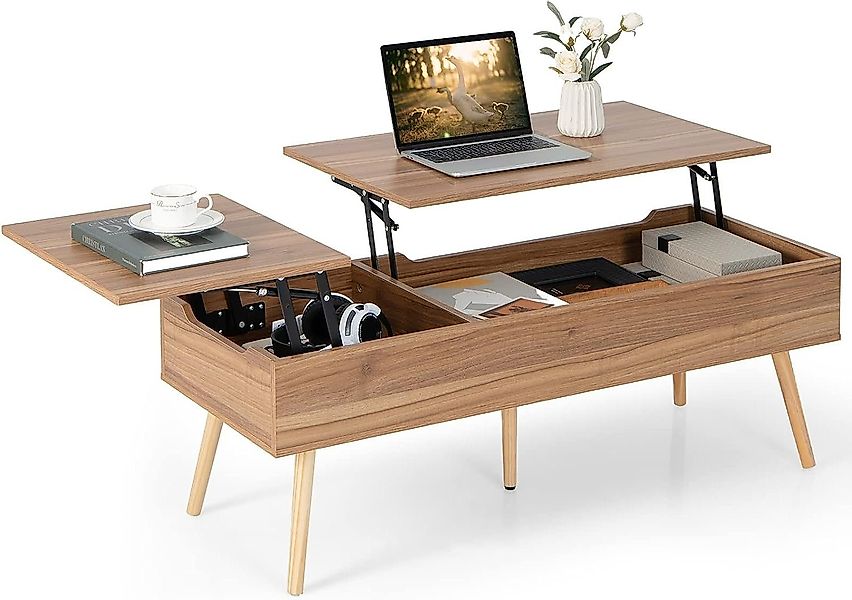 KOMFOTTEU Couchtisch Kaffeetisch, höhenverstellbar, 120x49x42cm günstig online kaufen