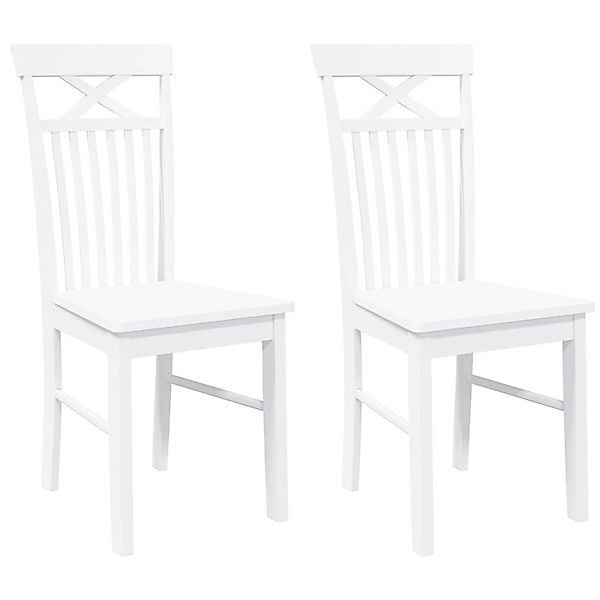 vidaXL Esszimmerstühle 2 Stk Weiß Massivholz Gummibaum 4102415 günstig online kaufen