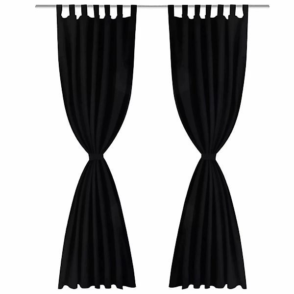 Vorhänge Gardienen Aus Satin 2-teilig  140 X 225 Cm Schwarz günstig online kaufen