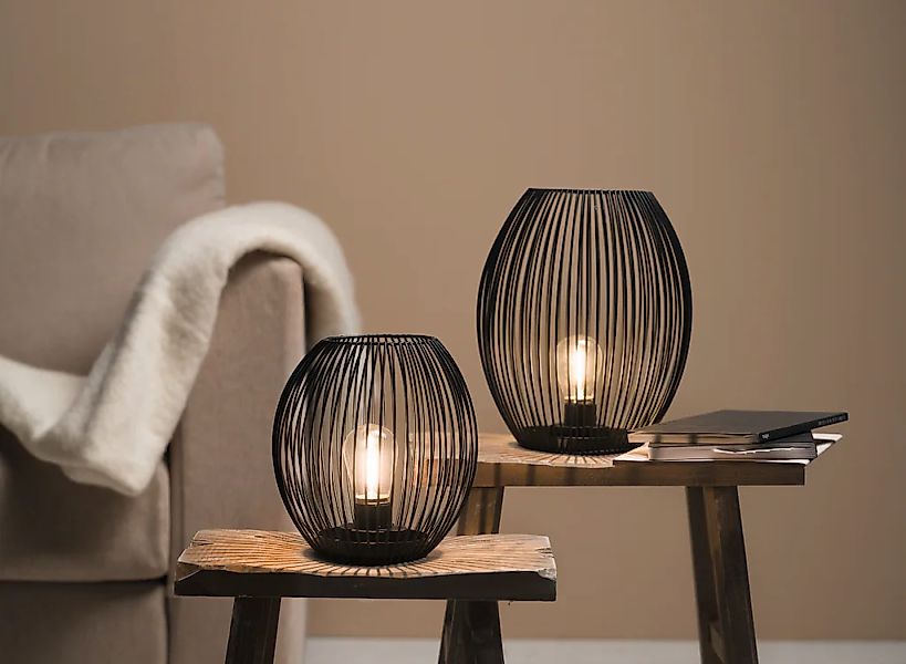 LEONARDO LED Tischleuchte »Laterne CASOLARE«, 1 flammig, aus Metall, oval günstig online kaufen