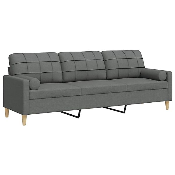 vidaXL Sofa 3-Sitzer mit Zierkissen Dunkelgrau 210 cm Stoff 2158386 günstig online kaufen