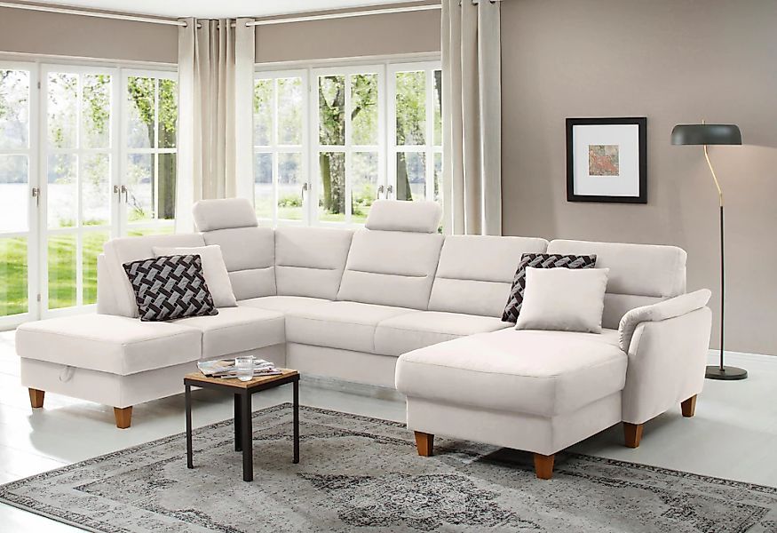 Home affaire Wohnlandschaft "Palmera U-Form, B: 308 cm" optional Bettfunkti günstig online kaufen