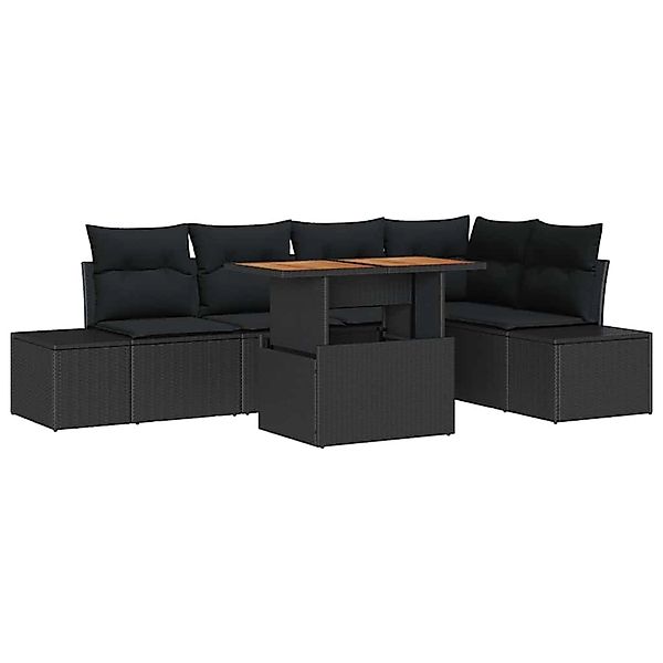 vidaXL Garten-Sofa-Set mit Speicher 6-Tlg Schwarz Poly Rattan 3358704 günstig online kaufen