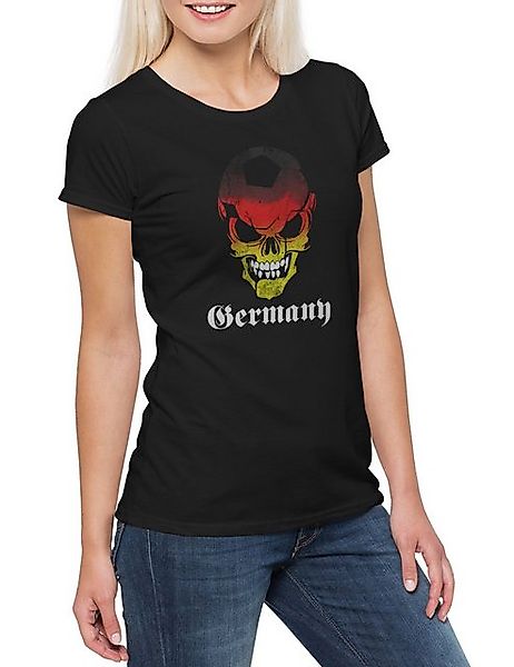 Urban Backwoods Print-Shirt Classic German Soccer Skull Flag Damen T-Shirt günstig online kaufen