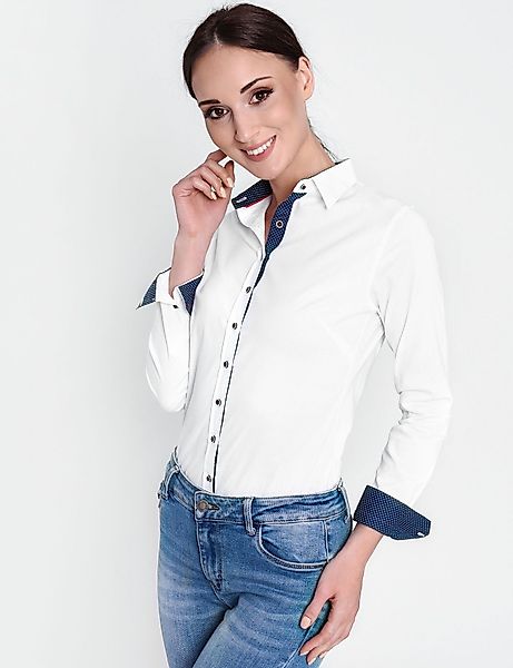 HEVENTON Hemdbluse tailliert, mit kontrastreichen Details günstig online kaufen