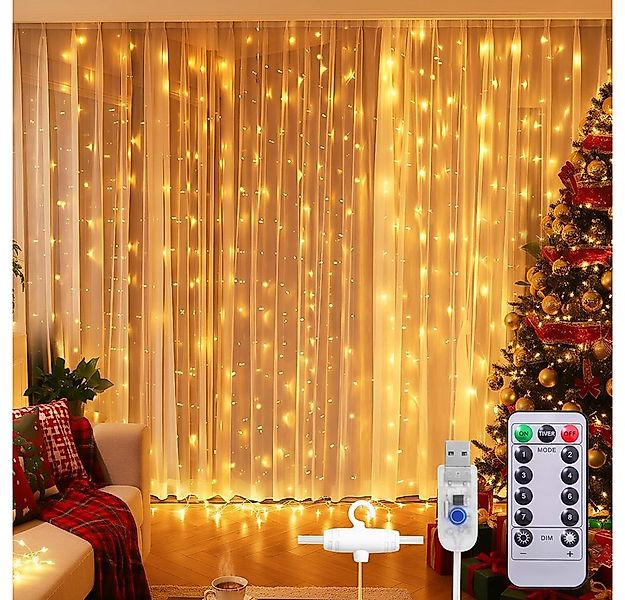 TUWENA LED-Lichterkette Lichtervorhang 3x3m LED Lichterkette, 300 LED Licht günstig online kaufen