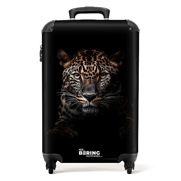 NoBoringSuitcases.com© Hartschalen-Trolley Hellbrauner Pantherkopf auf schw günstig online kaufen