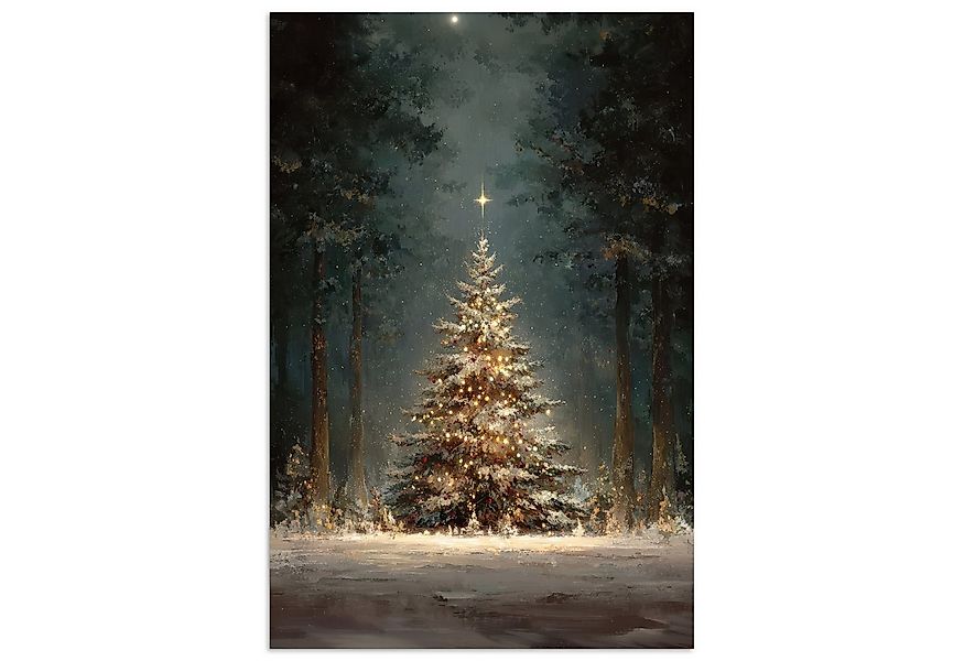 MuchoWow Poster Weihnachtsbaum - Wald - Schnee - mehrfarbig, (1 St), Poster günstig online kaufen
