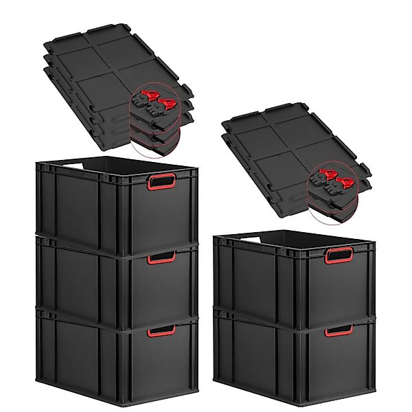 PROREGAL SuperSparSet 5x Eurobox Nextgen Color Mit Scharnierdeckel HxBxT 32 günstig online kaufen