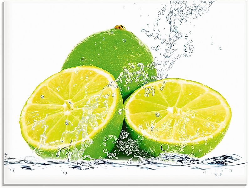 Artland Glasbild Limette mit Spritzwasser, Lebensmittel günstig online kaufen