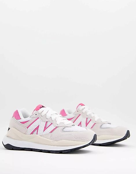 New Balance – 57/40 – Sneaker aus Wildleder in Weiß und Rosa günstig online kaufen