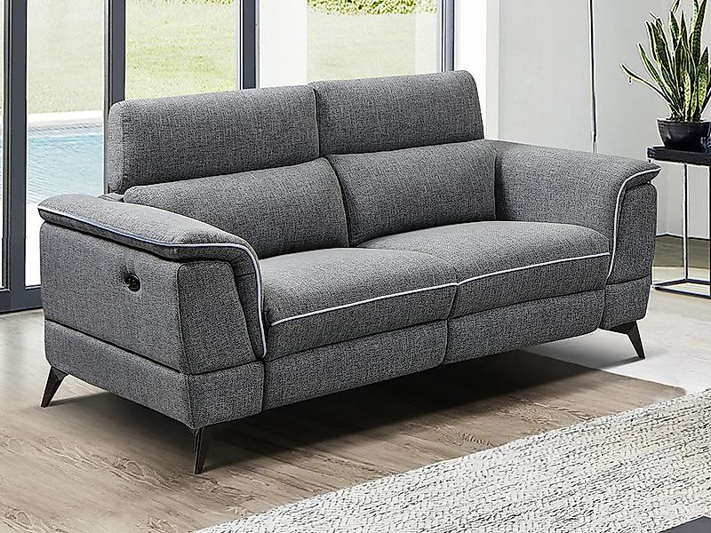 Relaxsofa elektrisch 2-Sitzer - Stoff - Grau - MACARI günstig online kaufen
