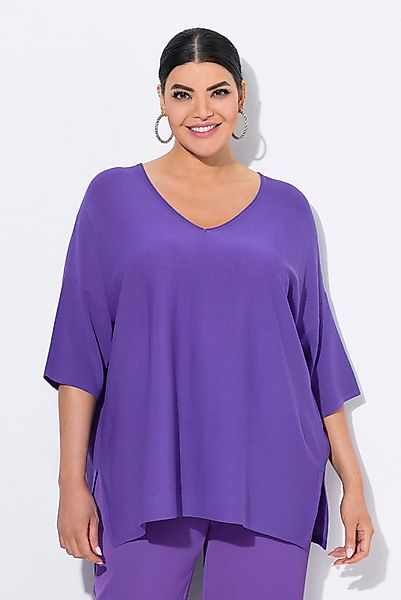 Ulla Popken Strickpullover Pullover Oversized V-Ausschnitt Halbarm günstig online kaufen