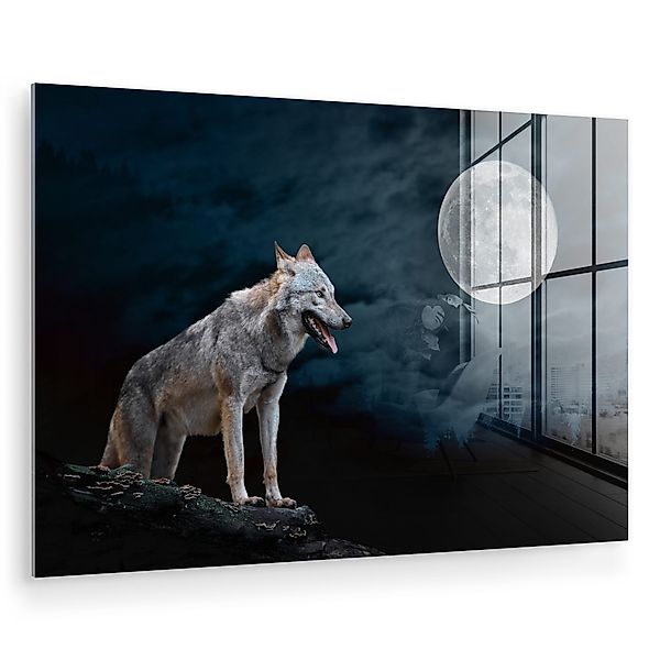 MuchoWow Acrylglasbild Wolf - Mond - günstig online kaufen