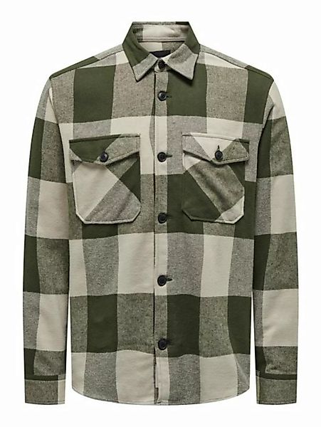 ONLY & SONS Langarmhemd Kariertes Flanellhemd Holzfäller Optik Shacket Shir günstig online kaufen