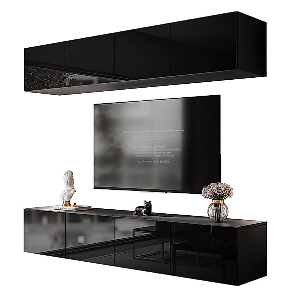 Lookway Wohnwand COLGANTE Schwarz Hochglanz mit günstig online kaufen