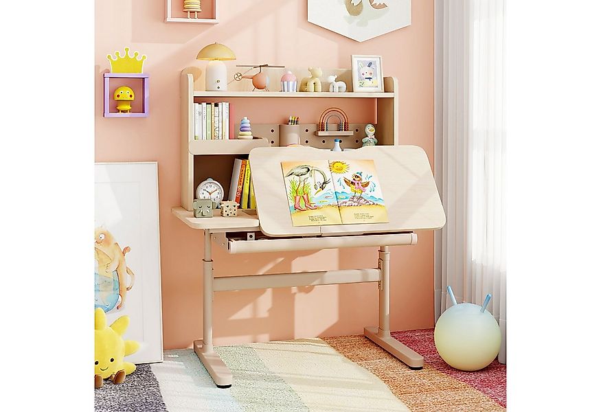 COSTWAY Kindertisch, mit Regal & Schublade, höhenverstellbarer, ab 3 Jahre günstig online kaufen