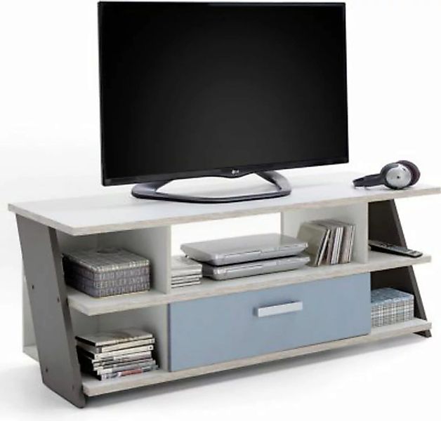 Lomadox Jugendzimmer Fernsehschrank TV Lowboard LEEDS-10 Sandeiche Nb./weiß günstig online kaufen