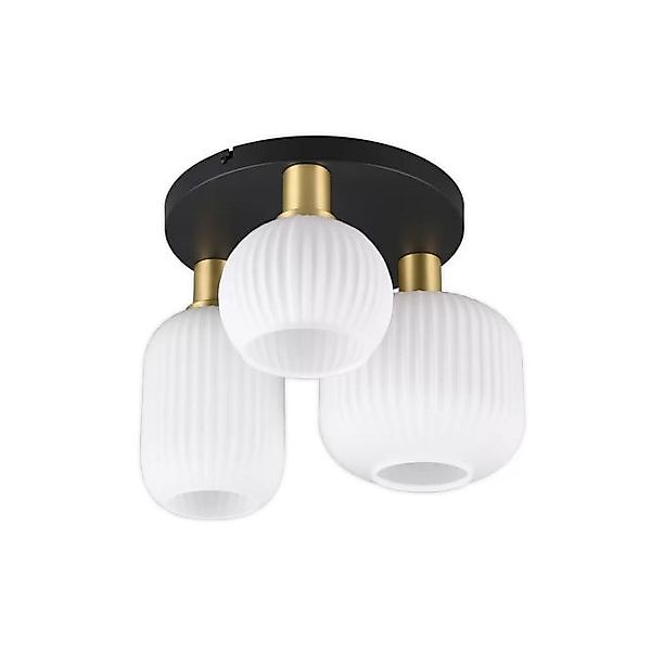 Deckenleuchte 1xE27  Matt / Messing / Glas opal 1 Stück Glas / Metall Weiß, günstig online kaufen