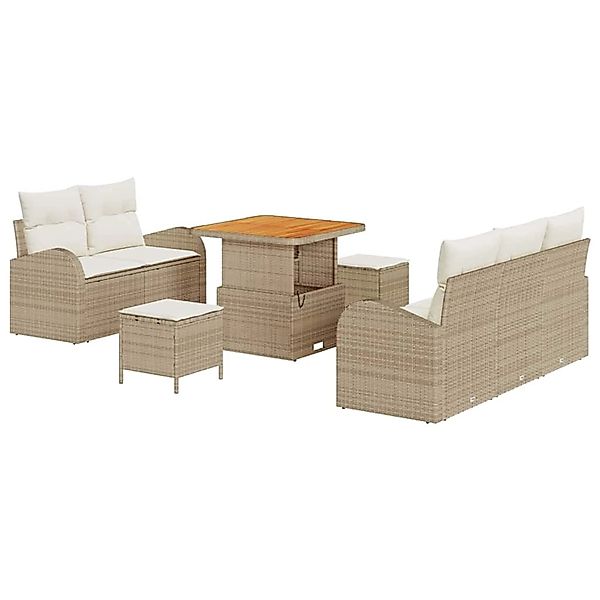 vidaXL Garten-Sofa-Set 8-Tlg Beige Poly Rattan 3362336 günstig online kaufen