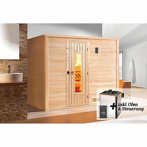 Weka Massivholzsauna Bergen 3 Sparset 7,5 kW OS Holztür günstig online kaufen