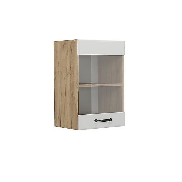 Vicco Glashängeschrank R-Line, Weiß Landhaus/Goldkraft Eiche, 40 cm günstig online kaufen