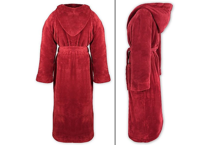 Gräfenstayn Unisex-Bademantel Bademantel Kapuze Flanell Fleece, XL Bordeaux günstig online kaufen