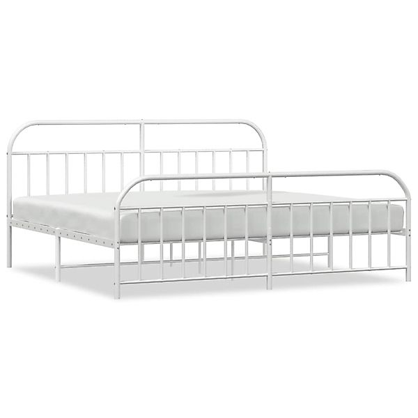 vidaXL Bettgestell mit Kopf- und Fußteil Metall Weiß 193x203 cm Modell 3174 günstig online kaufen