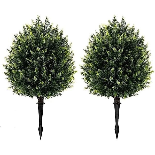 Costway 2er Set Kunstpflanze Zypressenpflanze mit Erdspieß Grün 61 cm günstig online kaufen