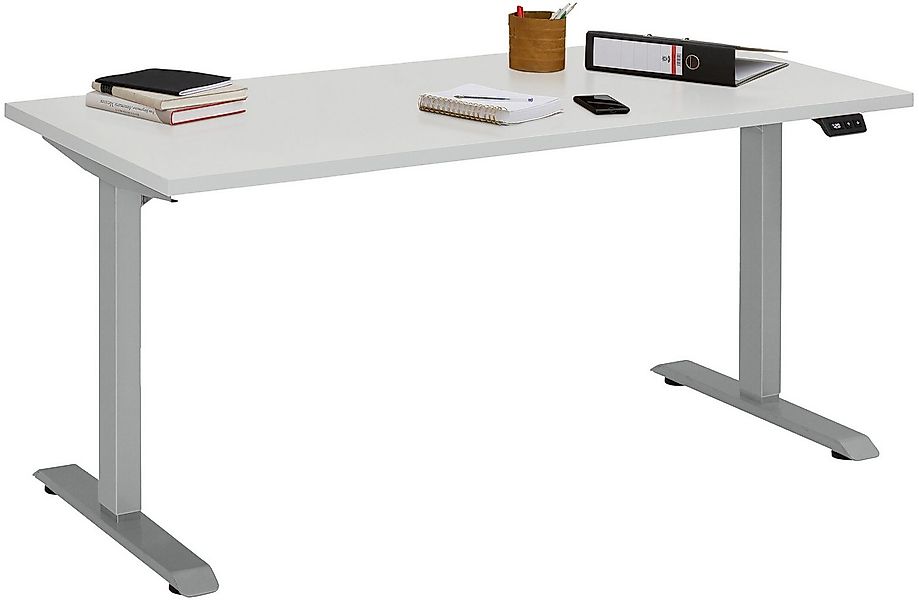 Maja Möbel Schreibtisch e-desk, in platingrau/alu - 160x72x80 (B/H/T) elekt günstig online kaufen
