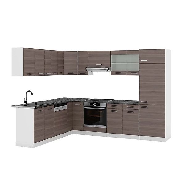 Vicco R-Line Eckküche Edelgrau/Weiß 227 x 287 cm AP Anthrazit ohne E-Geräte günstig online kaufen