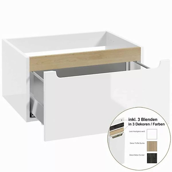 Lomadox Unterschrank SOFIA-107 Badezimmer 60cm mit Auszug in Hochglanz weiß günstig online kaufen