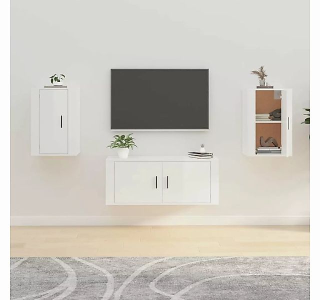furnicato TV-Schrank TV-Wandschränke 2 Stk. Hochglanz-Weiß 40x34,5x60 cm günstig online kaufen