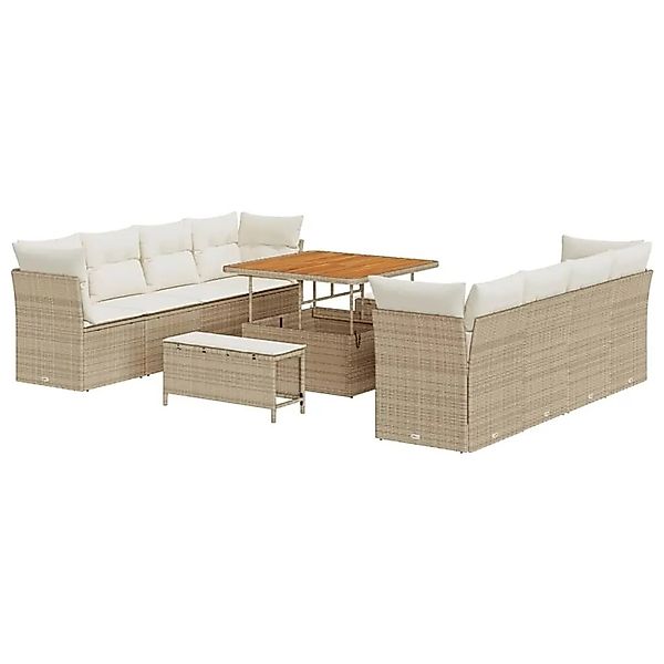 vidaXL Gartensofa-Set mit Kissen 11 Stk Beige und Creme Poly-Rattan 3363416 günstig online kaufen