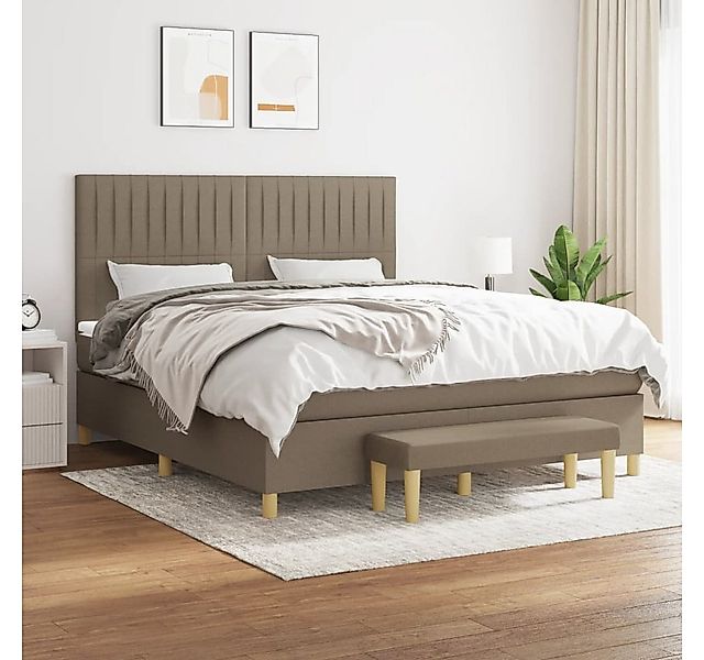 vidaXL Boxspringbett, Boxspringbett mit Matratze Taupe 160x200 cm Stoff günstig online kaufen