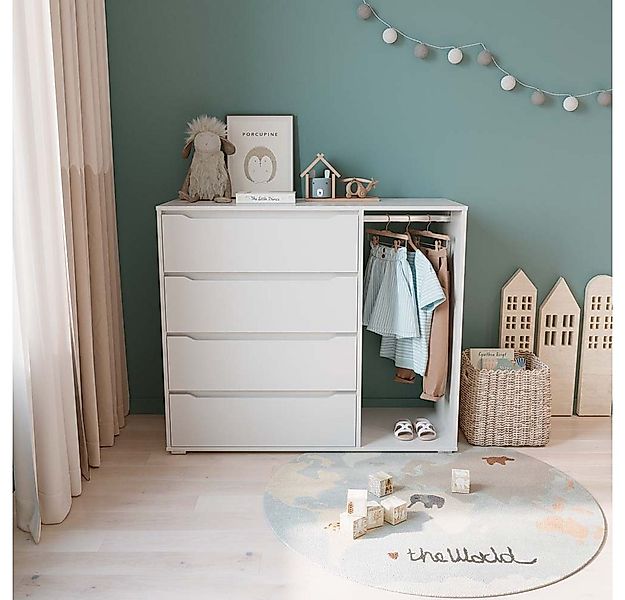 Vicco Kleiderschrank Ruben, Weiß, 120 x 101.9 cm mit 4 Schubladen (1-St) günstig online kaufen