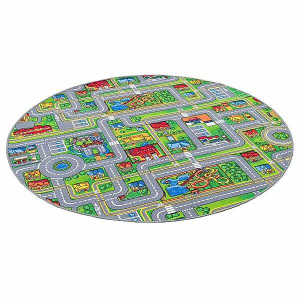 Snapstyle Kinder Spiel Teppich Abenteuerland Bunt Bunt 200cm Rund günstig online kaufen