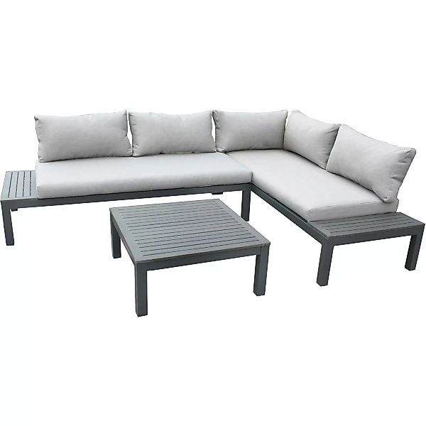 Gartenfreude Lounges Aluminium Sitzgarnitur Ambience mit WPC-Streben grau-k günstig online kaufen