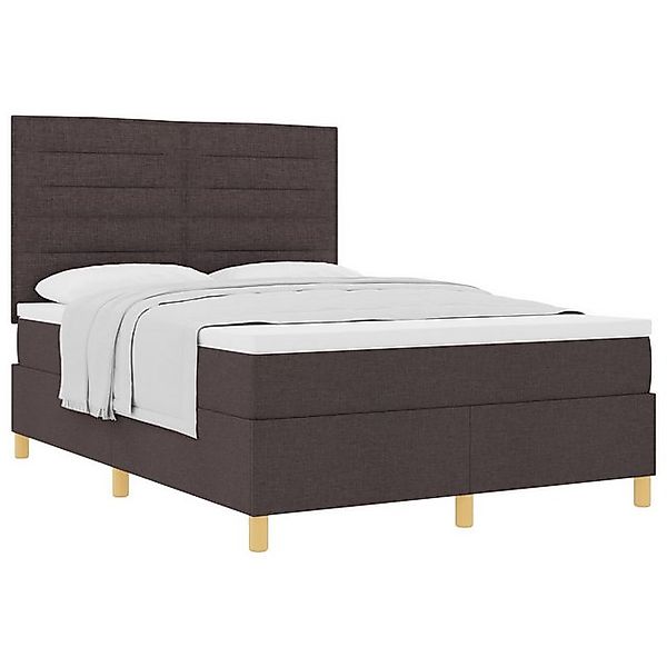 vidaXL Bett Boxspringbett mit Matratze Dunkelbraun 140x200 cm Stoff (1-tlg) günstig online kaufen