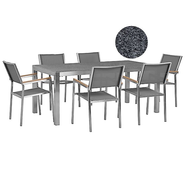 Beliani Gartentisch Set GROSSETO Dunkelgrau 90x180x87 günstig online kaufen