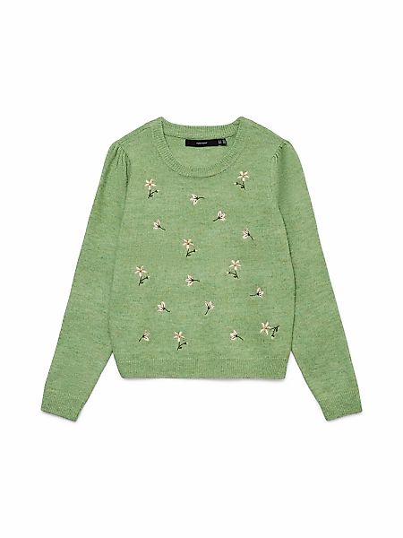 Vero Moda Wollpullover "VMFIORELLA EMB LS O-NECK SHORT PULL BOO" mit Blumen günstig online kaufen