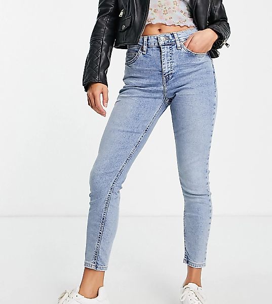 Topshop Petite – Jamie – Ausgeblichene Jeans aus Bio-Baumwollmix-Blau günstig online kaufen