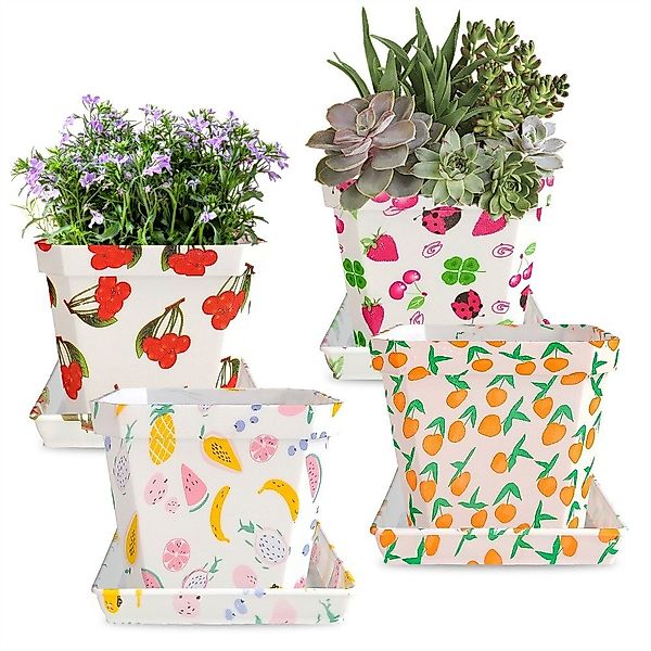 SIKAINI Blumentopf 4er-Set Blumentöpfe (wasserdurchlässig und günstig online kaufen