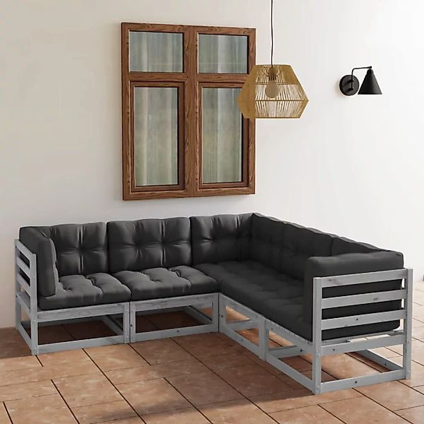 5-tlg. Garten-lounge-set Mit Kissen Kiefer Massivholz günstig online kaufen