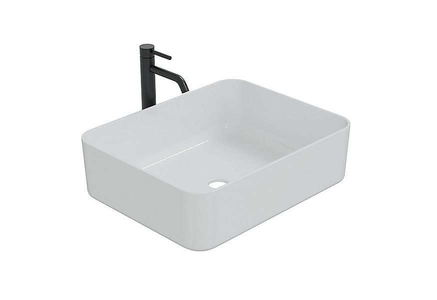 HAGO Aufsatzwaschbecken Keramik 50x39cm Weiß Kratzfest Abgerundet Waschscha günstig online kaufen