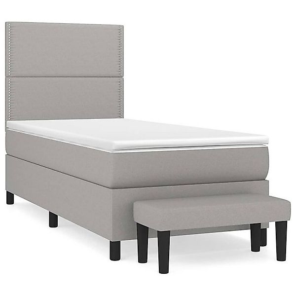 vidaXL Boxspringbett, Boxbett mit Matratze Hellgrau 90x200 cm Stoff günstig online kaufen