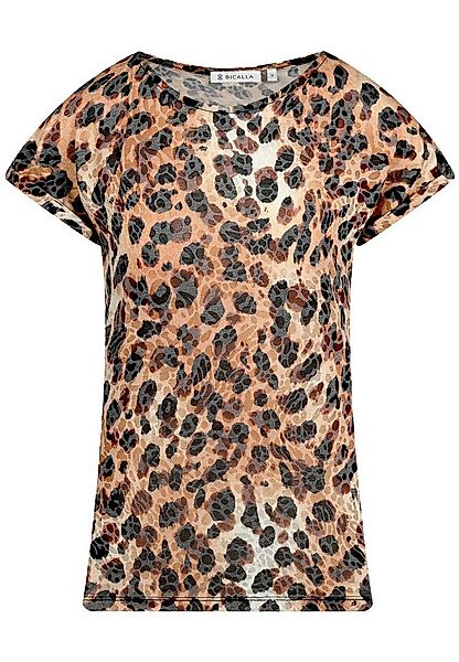 BICALLA T-Shirt Shirt mit Leo-Muster in Schwarz/Beige (1-tlg) günstig online kaufen