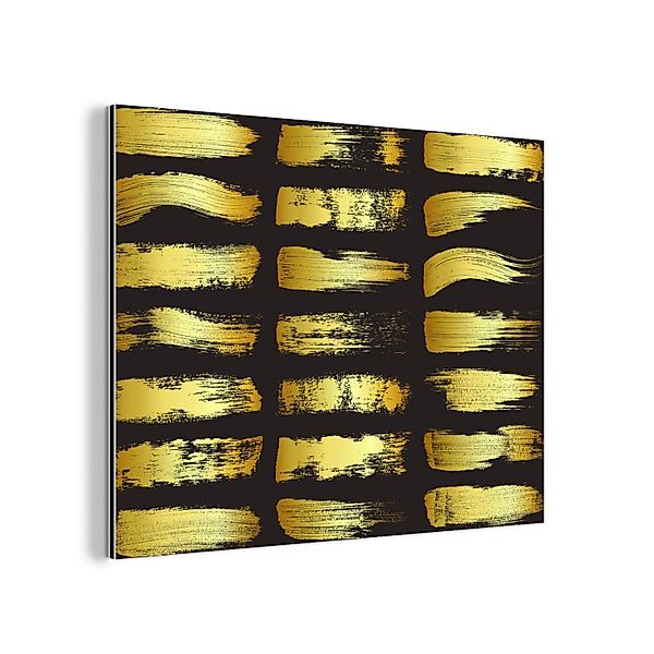 MuchoWow Metallbild Goldene Streifen auf schwarzem günstig online kaufen