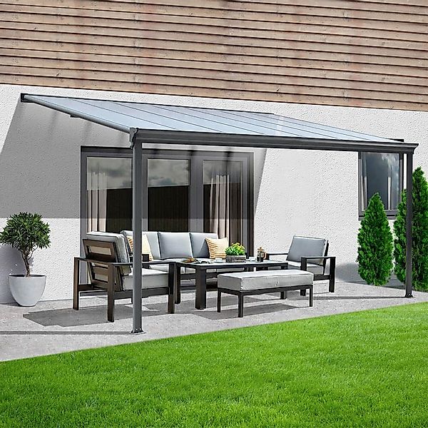 HOME DELUXE Terrassendach Terrassenüberdachung SOLIS Grau, günstig online kaufen