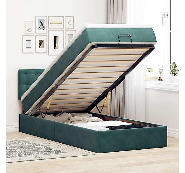 vidaXL Bett, Ottoman-Bett mit Matratze Dunkelgrün 100x200 cm Samt günstig online kaufen
